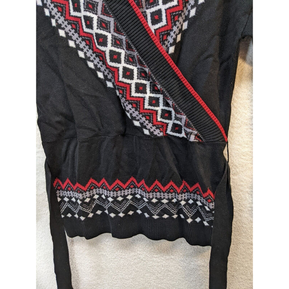 NWT Ny & Co Black Red White Sweater With Tie Waist Medium - Picture 4 of 11